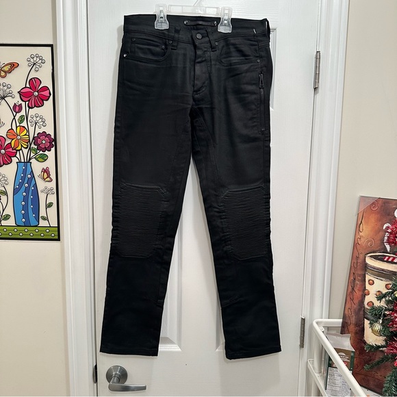 Belstaff Black Men's Jeans Cargo Stretch Trousers Slim Biker Zip BLACK W28 - Picture 10 of 10